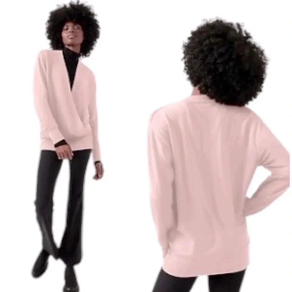ATHLETA | ORCHID PINK PURANA V-NECK WRAP SWEATSHIRT SIZE M